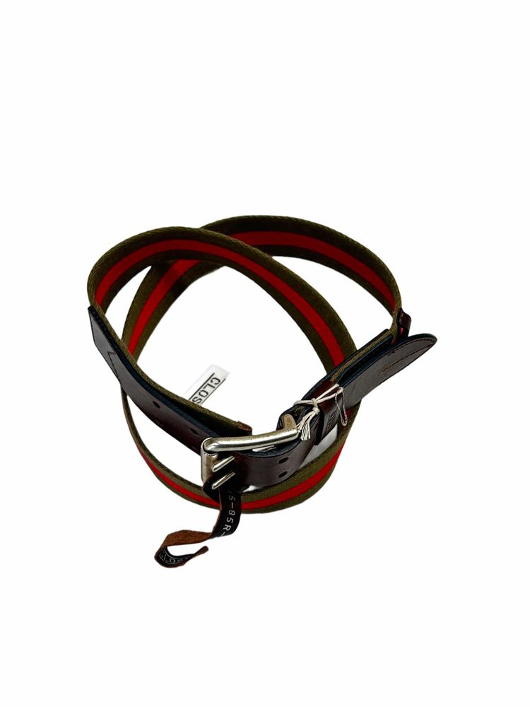 Closed Double Notch Belt With Leather & striped Canvas Strap 3