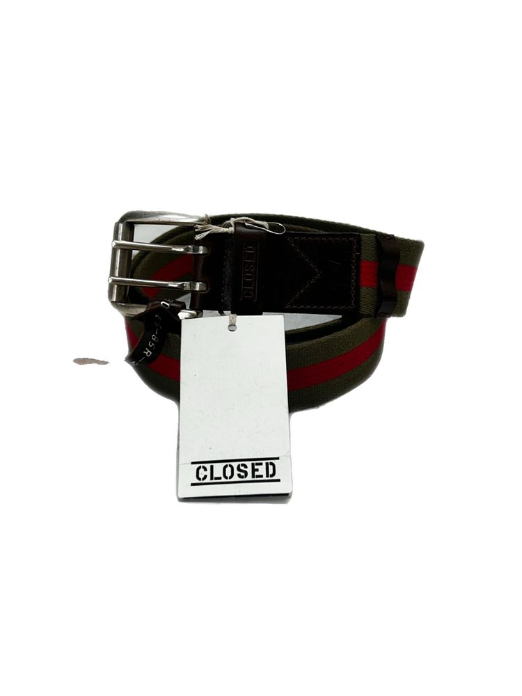 Closed Double Notch Belt With Leather & striped Canvas Strap 5