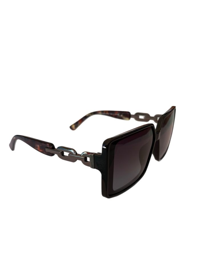 Black Square Sunglasses With Tortoiseshell Arms
