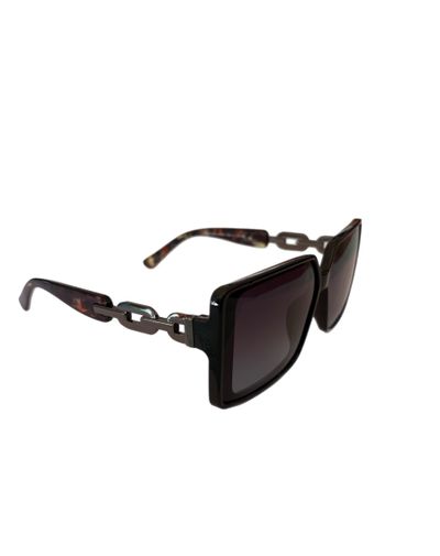 Black Square Sunglasses With Tortoiseshell Arms