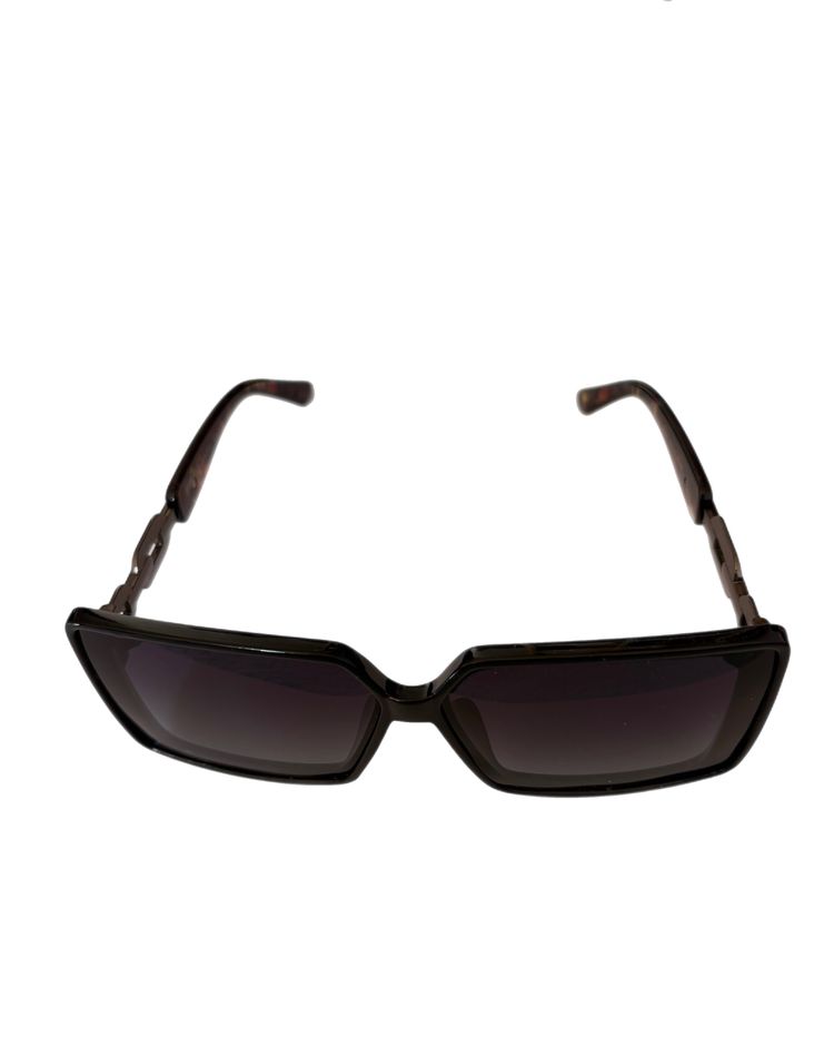 Black Square Sunglasses With Tortoiseshell Arms image 3