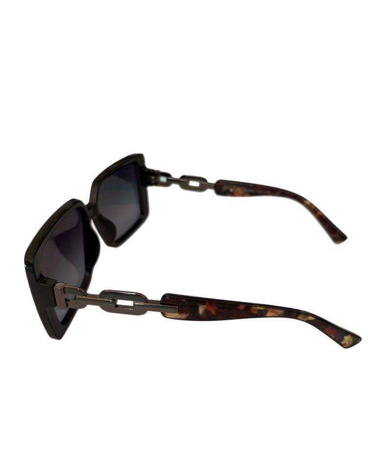 Black Square Sunglasses With Tortoiseshell Arms image 2