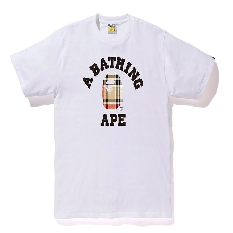 BAPE Check College Tee White/Beige image 1