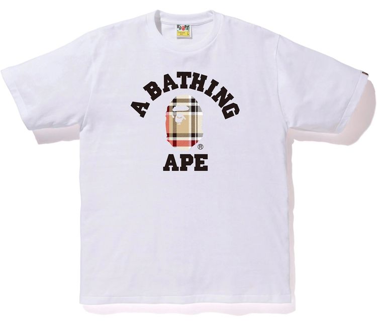 BAPE Check College Tee White/Beige image 2