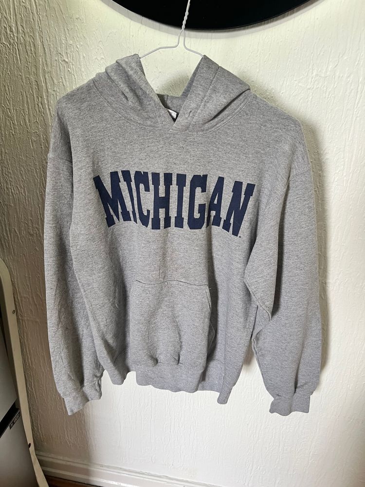 Grey Hoodie With Michigan Text small 
