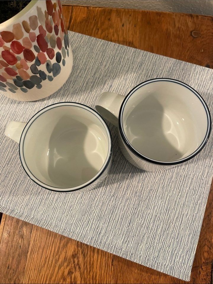 White Ceramic Mugs With Black Rim image 1