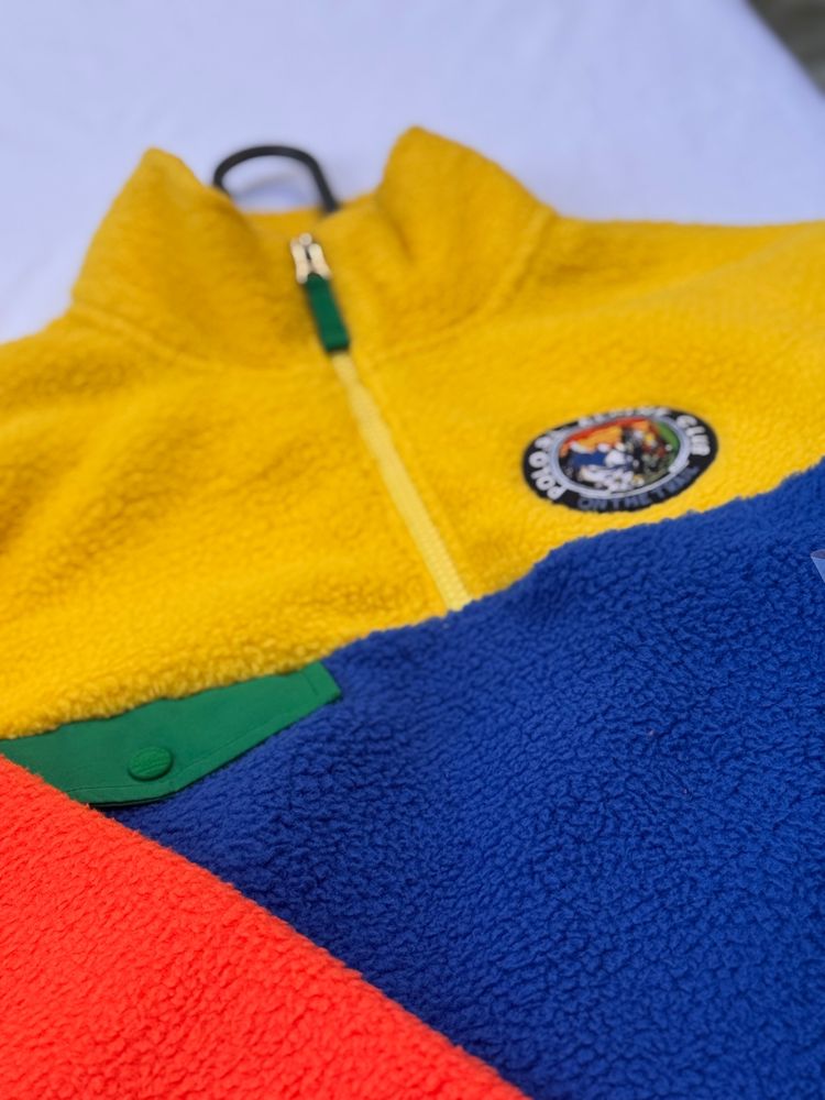 RALPH LAUREN QUATER ZIP colour block fleece jacket