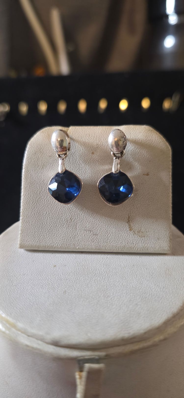 Silver Earrings With Blue Gemstones