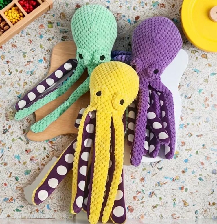 Other  green squeaky octopus dog plush toy product image