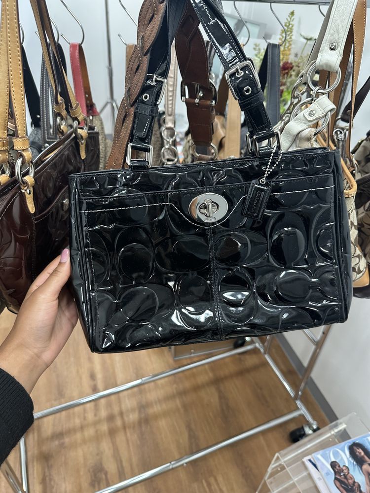Coach Coach Black Patent Leather Signature Tote Bag product image
