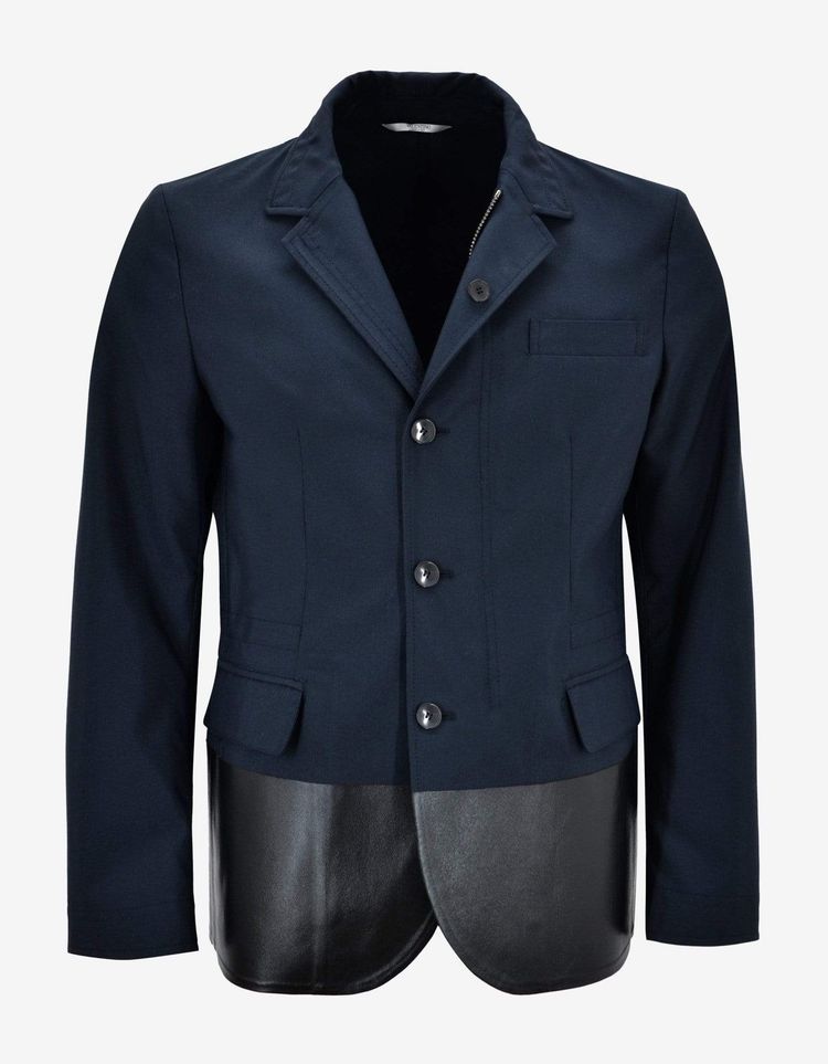 Valentino Valentino Navy Blue Jacket with Leather Panel product image