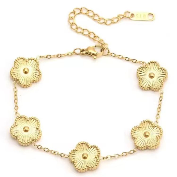 Gold Flower Charm Bracelet image 1