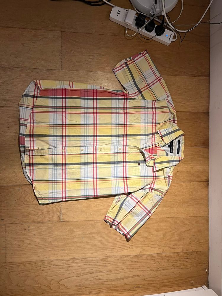 Tommy Hilfiger Yellow & Red Check Men's Shirt Large Cotton image 1