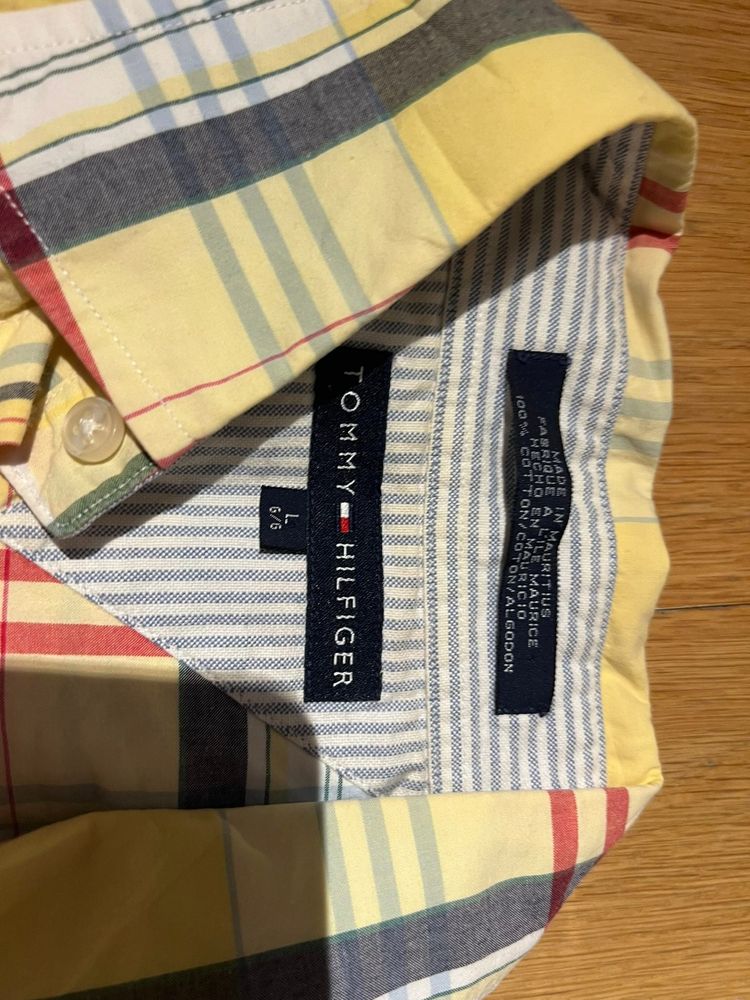 Tommy Hilfiger Yellow & Red Check Men's Shirt Large Cotton image 3