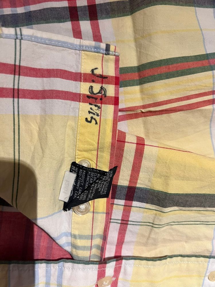 Tommy Hilfiger Yellow & Red Check Men's Shirt Large Cotton image 4