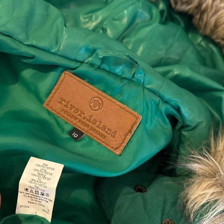 Green Sleeveless Puffer Golet Vest With Faux Fur Hood size S/M imagen 8