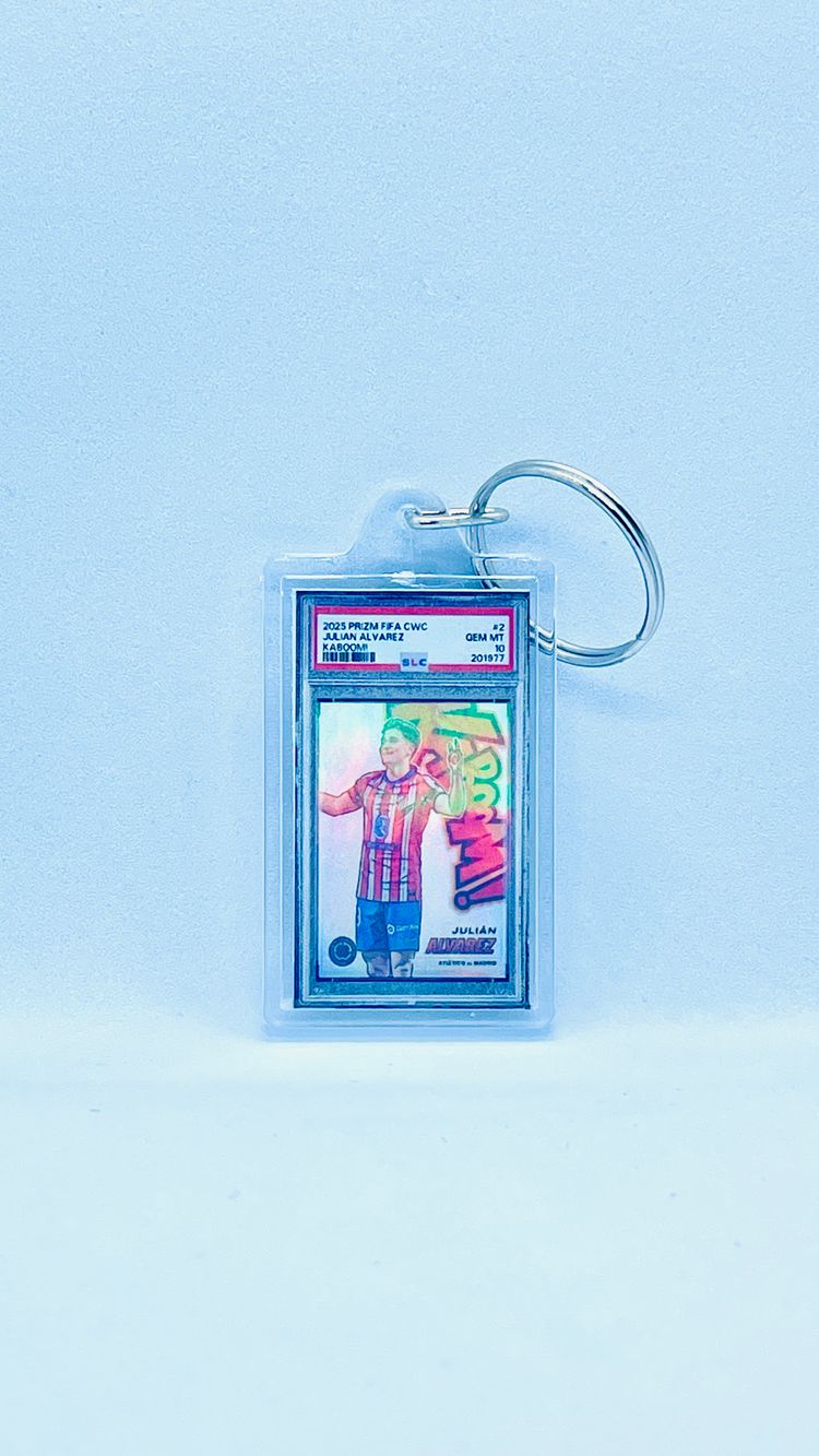 LLAVERO - KEYCHAIN - PSA 10 - Julián Álvarez - Atlético de Madrid - Kaboom! - Panini Prizm Club World Cup 2025