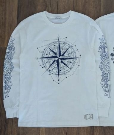 Chrome Hearts White Long Sleeve Shirt With Compass And Tree Designs product image