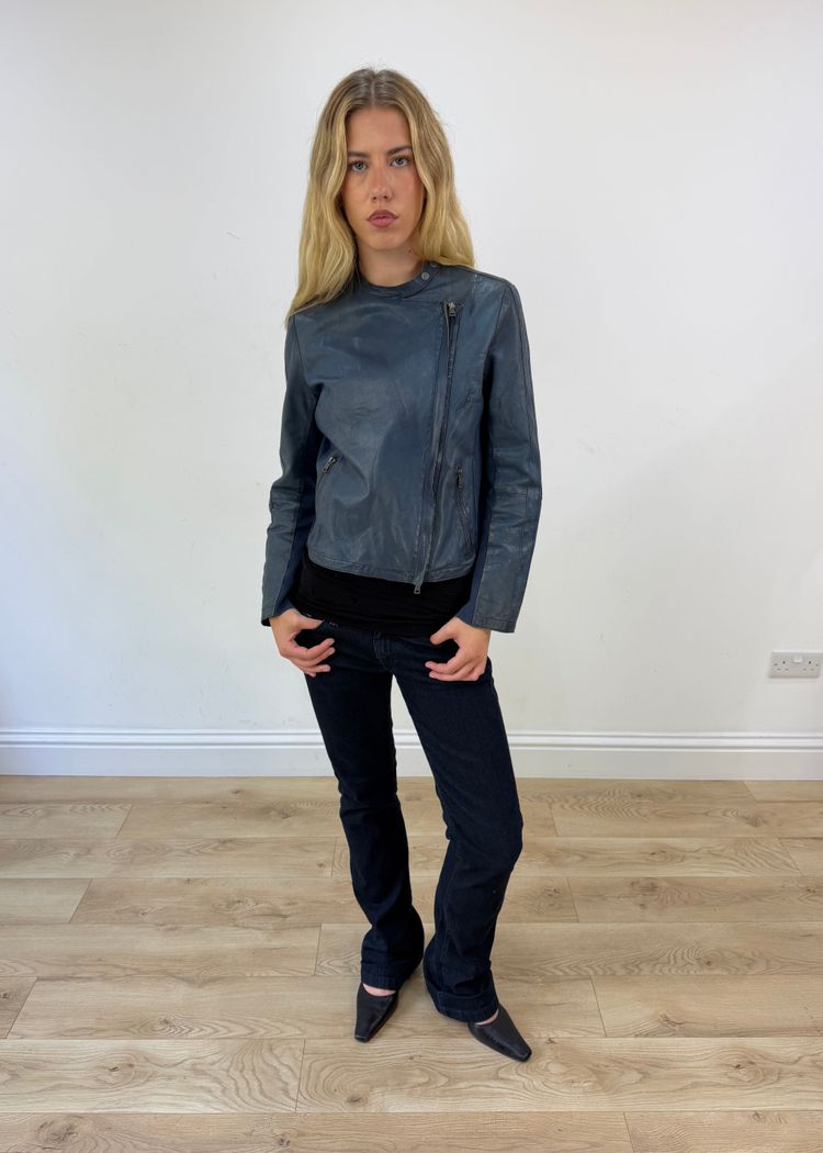 Immagine di small leather blue jacket 1