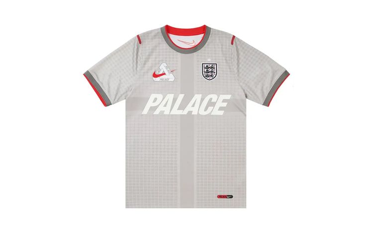 Palace x Nike England Dri-FIT Academy Pro Short Sleeve Football Top Pewter Grey/Bright Crimson