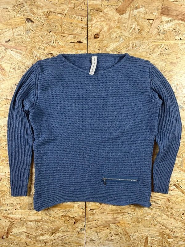 Blue Ribbed Knit Sweater