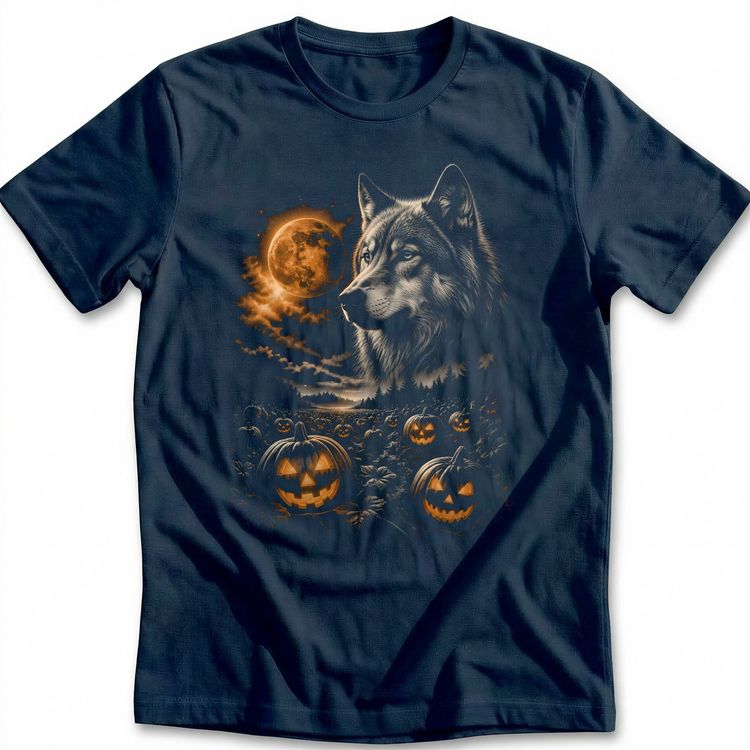 Wolf Pumpkin Patch Orange T-Shirt AU