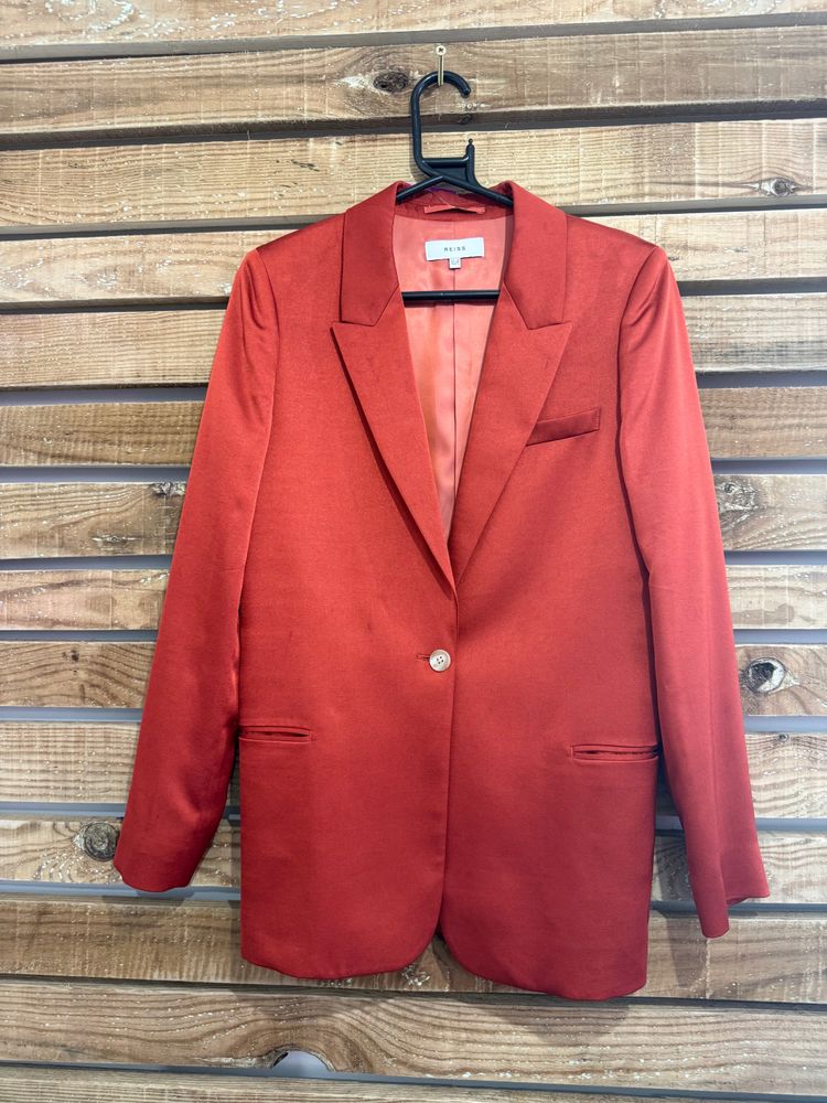 Reiss button up blazer/ jacket. Rust/ orange. UK8 image 1