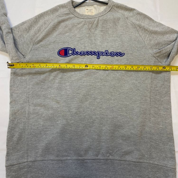 Champion Heather Grey Embroidered Spellout Crewneck (XL) ⚡ image 9