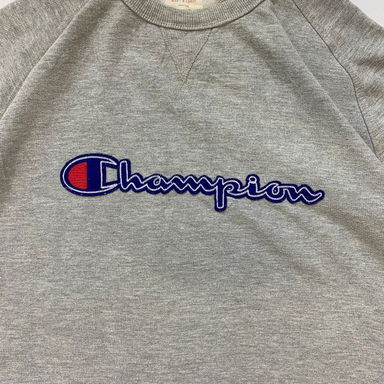 Champion Heather Grey Embroidered Spellout Crewneck (XL) ⚡ image 8
