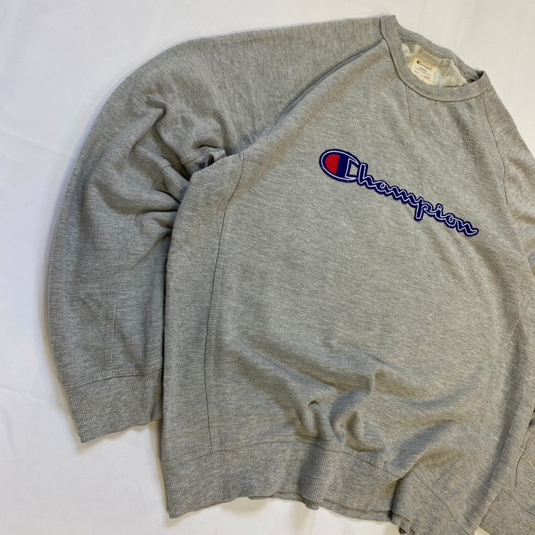Champion Heather Grey Embroidered Spellout Crewneck (XL) ⚡ image 3