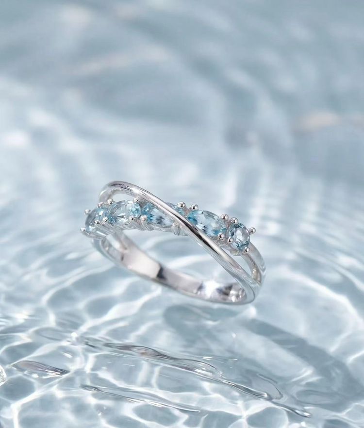 Silver Ring With Blue Gemstones