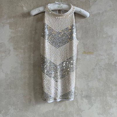White Sleeveless Sequin top