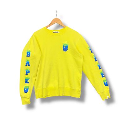 A Bathing Ape flame Sweatshirt, large, yellow
