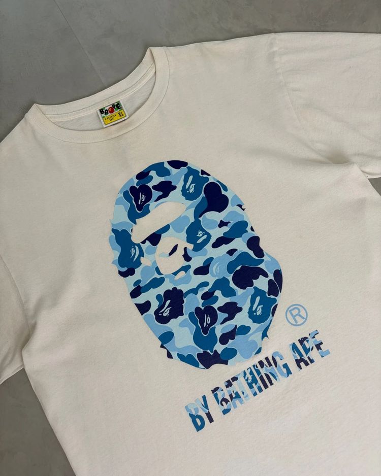 Immagine di Bape Ape Head Camo Logo blue T Shirt white - XL 7