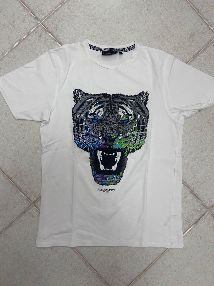 Alessandro Zavetti White T-Shirt With Tiger Embroidery image 2