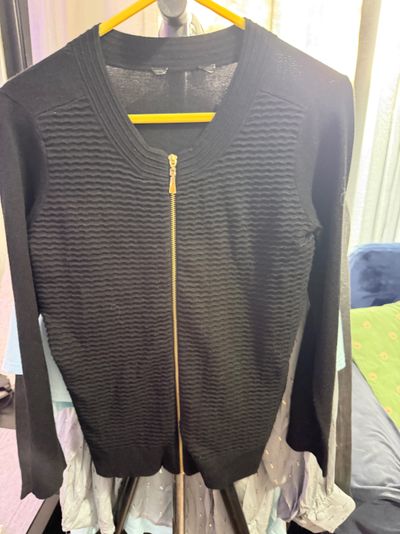 Black Zip-Up Cardigan Sweater