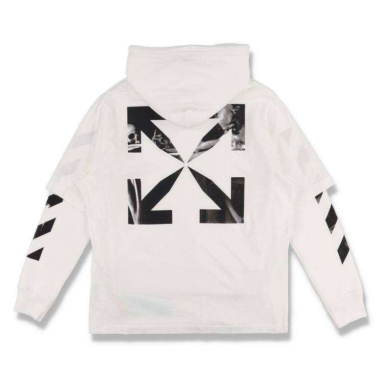 Off-White White Caravaggio Arrows Oversized Layered Tee Hoodie