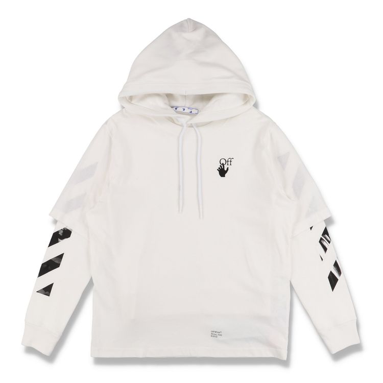 Off-White White Caravaggio Arrows Oversized Layered Tee Hoodie 2