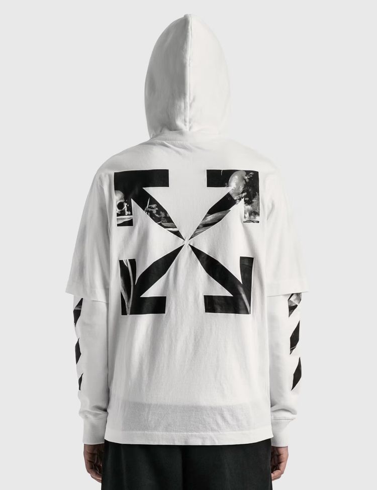 Off-White White Caravaggio Arrows Oversized Layered Tee Hoodie 4