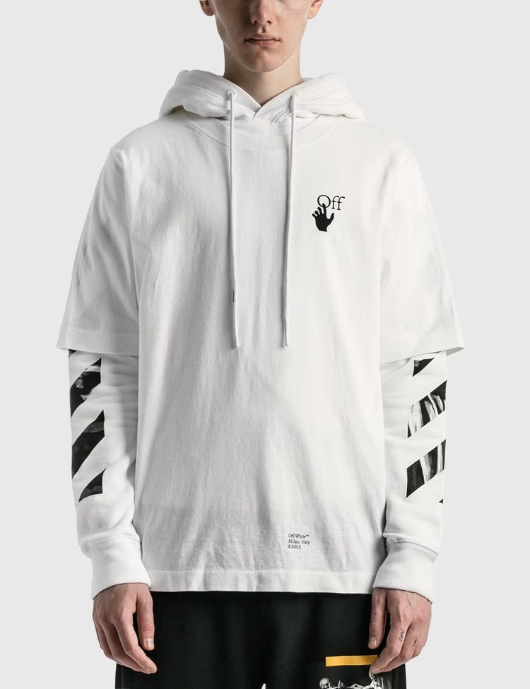 Off-White White Caravaggio Arrows Oversized Layered Tee Hoodie 3