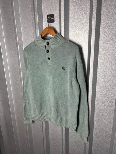 CHAPS Green Knit Sweater With Buttoned Collar