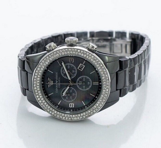 Emporio Armani AR1455 Womens Watch Ceramic Black Dial image 3