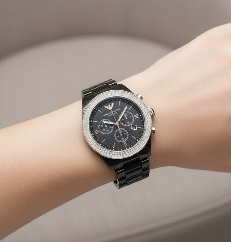 Emporio Armani AR1455 Womens Watch Ceramic Black Dial image 4