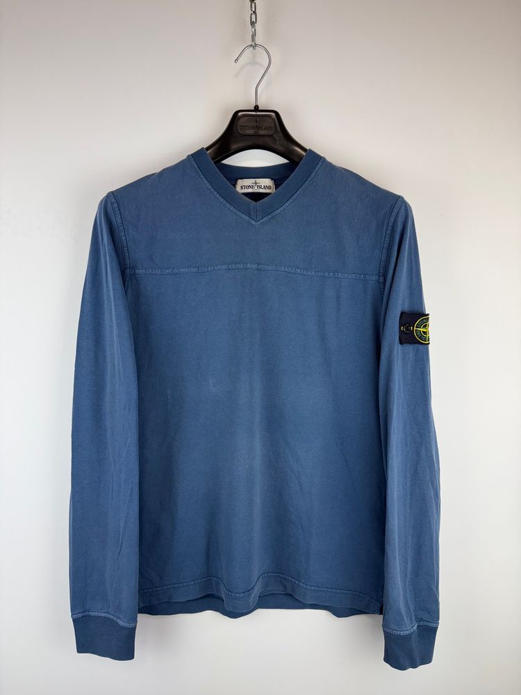 Blue Stone Island V neck sweater
