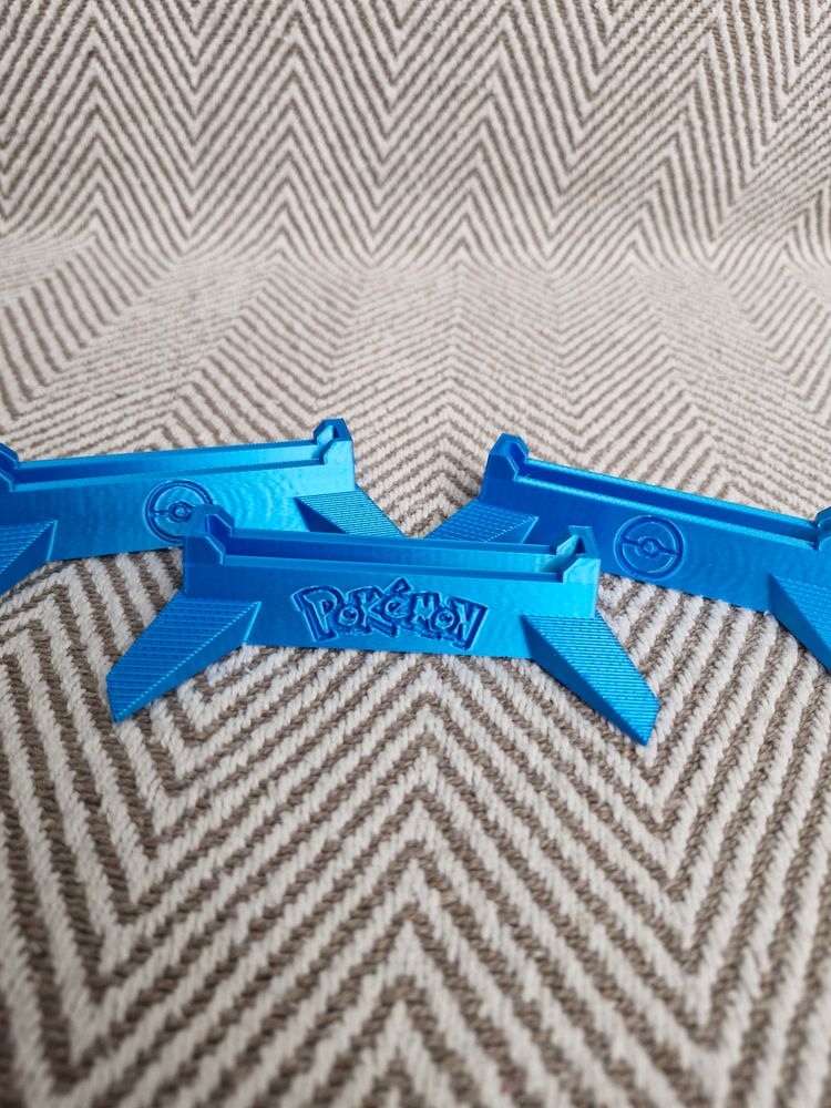 Set Of 3 Blue Slab Display Stands With Pokémon Logo