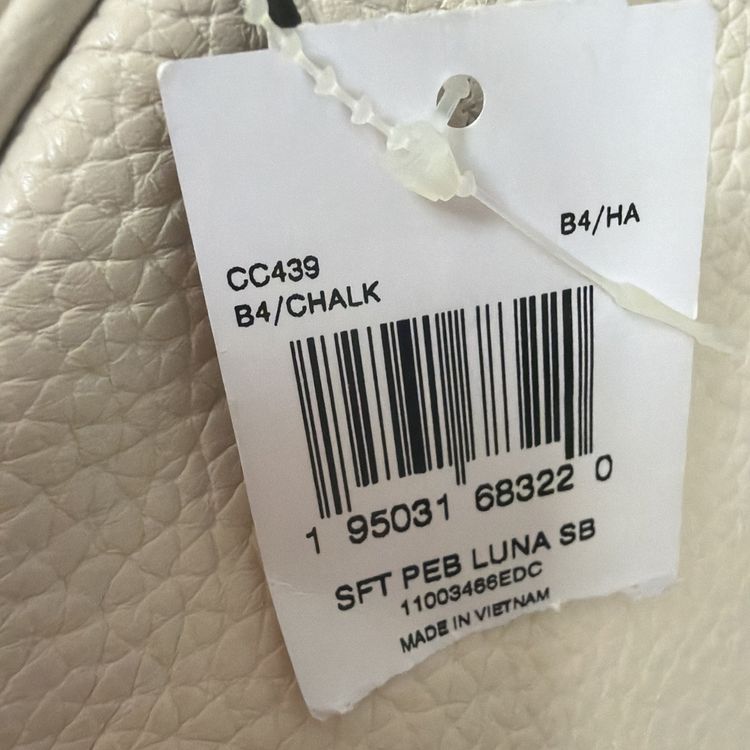 Coach Chalk White LUNA Pebble Leather Shoulder Bag BNWT 90s Style image 7