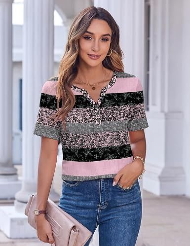 Striped Short Sleeve Blouse image 1
