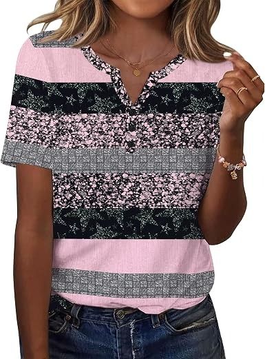 Striped Short Sleeve Blouse image 3