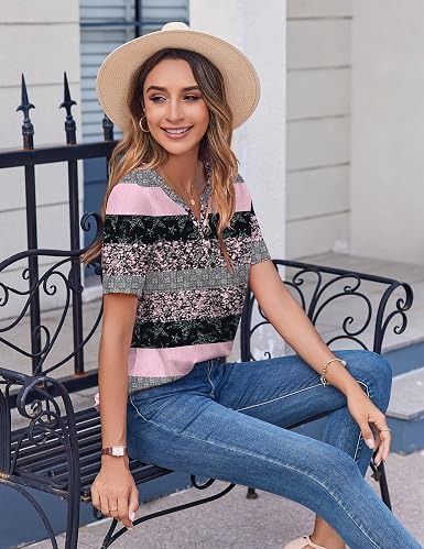 Striped Short Sleeve Blouse image 4