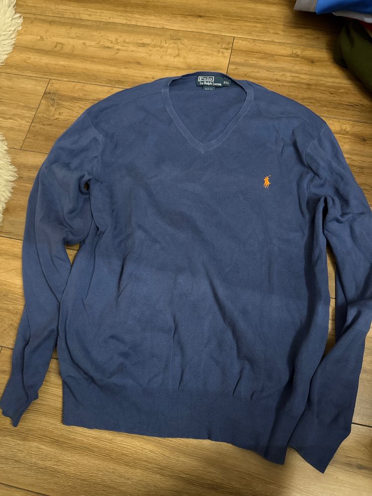 Polo By Ralph Lauren Blue V-Neck Sweater XXL